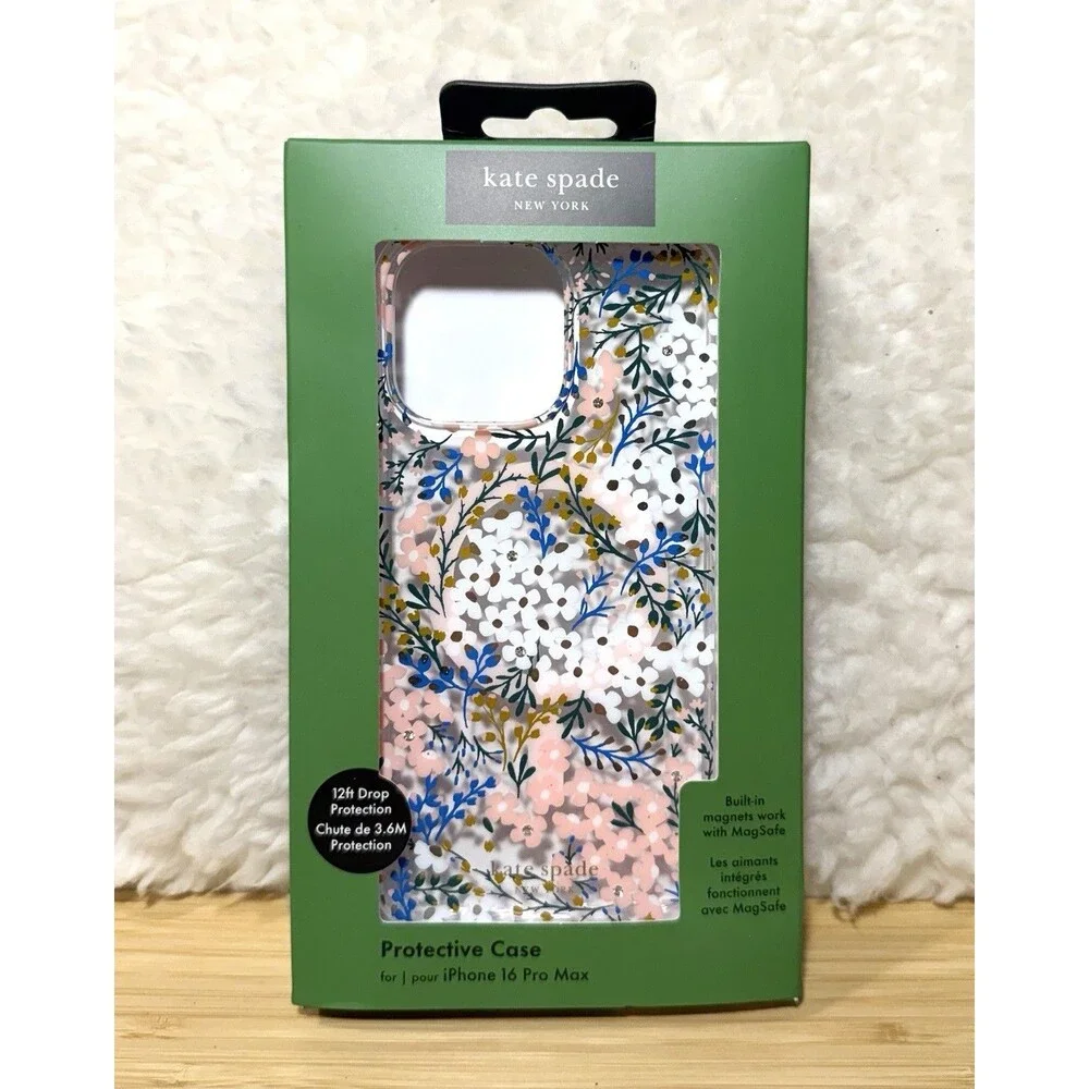 Floral Clear Phone Case with Pink & Blue Design